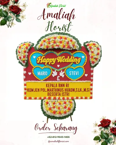 Karangan Papan Bunga Pernikahan di Karangbolong